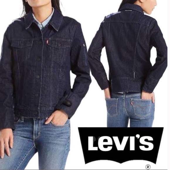 Levis Commuter x Jacquard by Google Trucker Denim Jean Jacket Dark Wash Sz XS - Picture 1 of 12